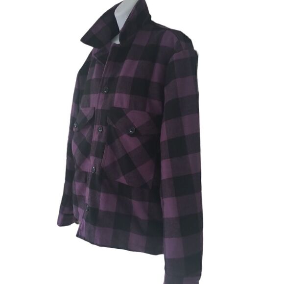 BDG Urban Outfitters purple black plaid warm jacket size S - Picture 3 of 9